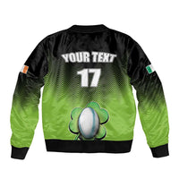 Custom Ireland Rugby Go Champions Sleeve Zip Bomber Jacket Irish Shamrock