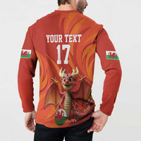 Custom Wales Football Go Champions Button Sweatshirt Cymru am byth Red Style