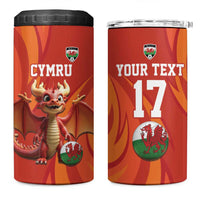 Custom Wales Football Go Champions 4 in 1 Can Cooler Tumbler Cymru am byth Red Style