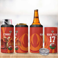 Custom Wales Football Go Champions 4 in 1 Can Cooler Tumbler Cymru am byth Red Style