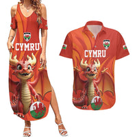 Custom Wales Football Go Champions Couples Matching Summer Maxi Dress and Hawaiian Shirt Cymru am byth Red Style