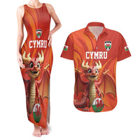 Custom Wales Football Go Champions Couples Matching Tank Maxi Dress and Hawaiian Shirt Cymru am byth Red Style