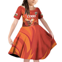 Custom Wales Football Go Champions Family Matching Off Shoulder Short Dress and Hawaiian Shirt Cymru am byth Red Style