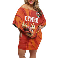 Custom Wales Football Go Champions Family Matching Off Shoulder Short Dress and Hawaiian Shirt Cymru am byth Red Style