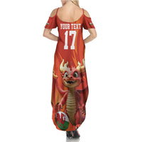 Custom Wales Football Go Champions Family Matching Summer Maxi Dress and Hawaiian Shirt Cymru am byth Red Style