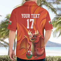 Custom Wales Football Go Champions Hawaiian Shirt Cymru am byth Red Style