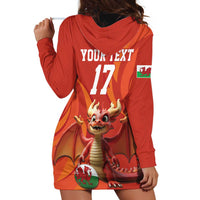 Custom Wales Football Go Champions Hoodie Dress Cymru am byth Red Style