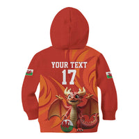 Custom Wales Football Go Champions Kid Hoodie Cymru am byth Red Style