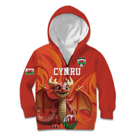 Custom Wales Football Go Champions Kid Hoodie Cymru am byth Red Style