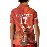 Custom Wales Football Go Champions Kid Polo Shirt Cymru am byth Red Style