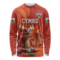 Custom Wales Football Go Champions Long Sleeve Shirt Cymru am byth Red Style