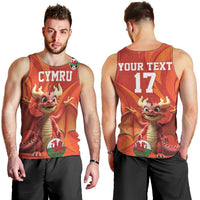 Custom Wales Football Go Champions Men Tank Top Cymru am byth Red Style