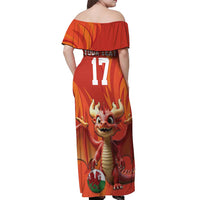 Custom Wales Football Go Champions Off Shoulder Maxi Dress Cymru am byth Red Style