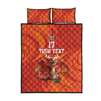 Custom Wales Football Go Champions Quilt Bed Set Cymru am byth Red Style