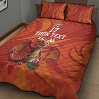 Custom Wales Football Go Champions Quilt Bed Set Cymru am byth Red Style