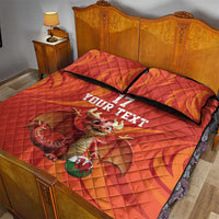 Custom Wales Football Go Champions Quilt Bed Set Cymru am byth Red Style