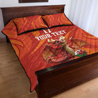 Custom Wales Football Go Champions Quilt Bed Set Cymru am byth Red Style