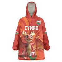 Custom Wales Football Go Champions Wearable Blanket Hoodie Cymru am byth Red Style