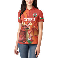 Custom Wales Football Go Champions Women Polo Shirt Cymru am byth Red Style