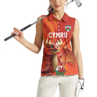 Custom Wales Football Go Champions Women Sleeveless Polo Shirt Cymru am byth Red Style