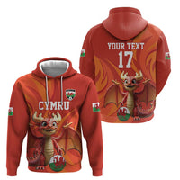 Custom Wales Football Go Champions Zip Hoodie Cymru am byth Red Style