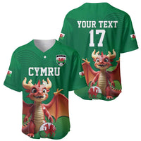 Custom Wales Football Go Champions Baseball Jersey Cymru am byth Green Style