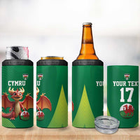 Custom Wales Football Go Champions 4 in 1 Can Cooler Tumbler Cymru am byth Green Style