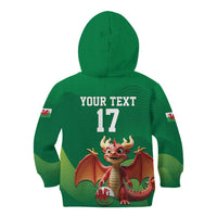 Custom Wales Football Go Champions Kid Hoodie Cymru am byth Green Style