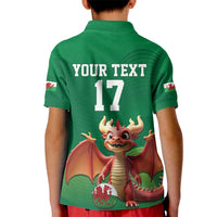 Custom Wales Football Go Champions Kid Polo Shirt Cymru am byth Green Style