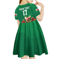 Custom Wales Football Go Champions Kid Short Sleeve Dress Cymru am byth Green Style