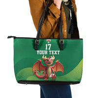Custom Wales Football Go Champions Leather Tote Bag Cymru am byth Green Style
