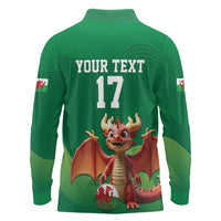 Custom Wales Football Go Champions Long Sleeve Polo Shirt Cymru am byth Green Style