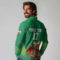 Custom Wales Football Go Champions Long Sleeve Polo Shirt Cymru am byth Green Style
