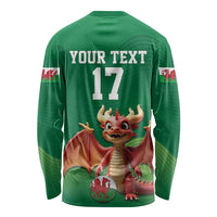 Custom Wales Football Go Champions Long Sleeve Shirt Cymru am byth Green Style