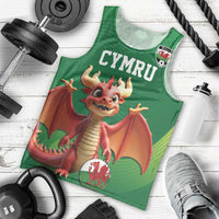 Custom Wales Football Go Champions Men Tank Top Cymru am byth Green Style