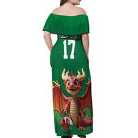 Custom Wales Football Go Champions Off Shoulder Maxi Dress Cymru am byth Green Style