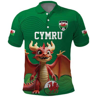 Custom Wales Football Go Champions Polo Shirt Cymru am byth Green Style