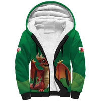 Custom Wales Football Go Champions Sherpa Hoodie Cymru am byth Green Style