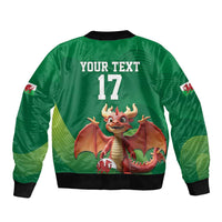 Custom Wales Football Go Champions Sleeve Zip Bomber Jacket Cymru am byth Green Style