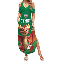 Custom Wales Football Go Champions Summer Maxi Dress Cymru am byth Green Style