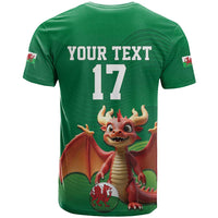 Custom Wales Football Go Champions T Shirt Cymru am byth Green Style