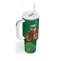 Custom Wales Football Go Champions Tumbler With Handle Cymru am byth Green Style
