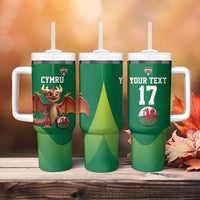 Custom Wales Football Go Champions Tumbler With Handle Cymru am byth Green Style