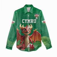 Custom Wales Football Go Champions Women Casual Shirt Cymru am byth Green Style