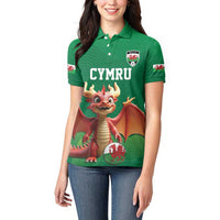 Custom Wales Football Go Champions Women Polo Shirt Cymru am byth Green Style