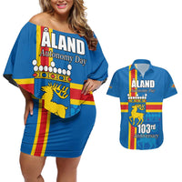 Aland's Autonomy Day Couples Matching Off Shoulder Short Dress and Hawaiian Shirt 103rd Anniversary