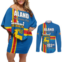 Aland's Autonomy Day Couples Matching Off Shoulder Short Dress and Long Sleeve Button Shirt 103rd Anniversary