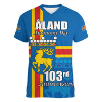 Aland's Autonomy Day Women V-Neck T-Shirt 103rd Anniversary