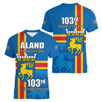 Aland's Autonomy Day Women V-Neck T-Shirt 103rd Anniversary