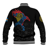 Aland Vikings Culture Baseball Jacket Norse Mythology Raven Tattoo
